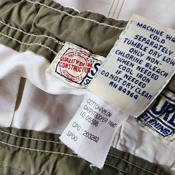 Vintage Structure Mens Medium Carpitrooper Pants Parachute Baggy Ivory Khaki - Picture 11 of 12